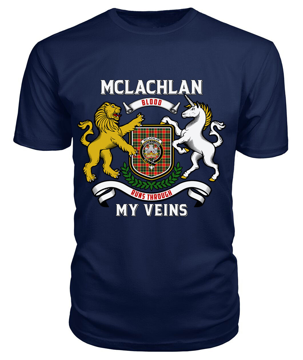 McLachlan Hunting Modern Tartan Crest 2D T-shirt - Blood Runs Through My Veins Style