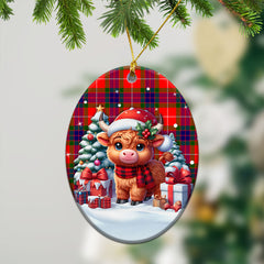 Abernathy Tartan Christmas Ceramic Ornament - Highland Cow Winter Style