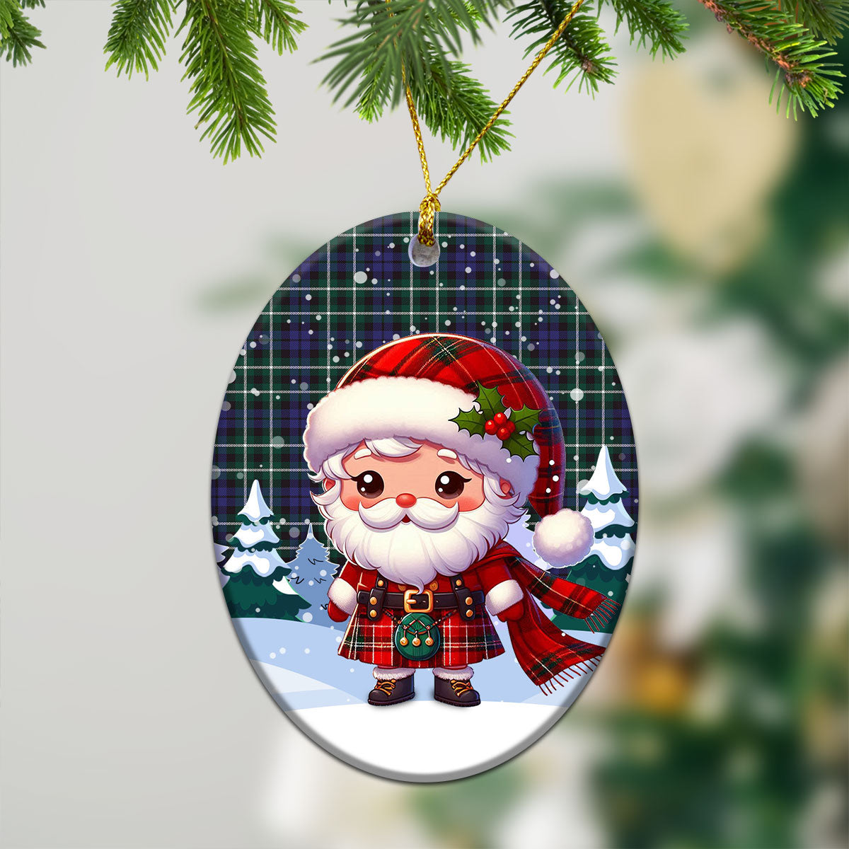 Allardice Tartan Christmas Ceramic Ornament - Santa Claus In Kilt Style