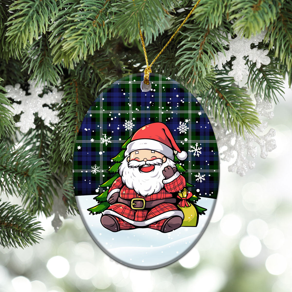 Baillie Modern Tartan Christmas Ceramic Ornament - Scottish Santa Style