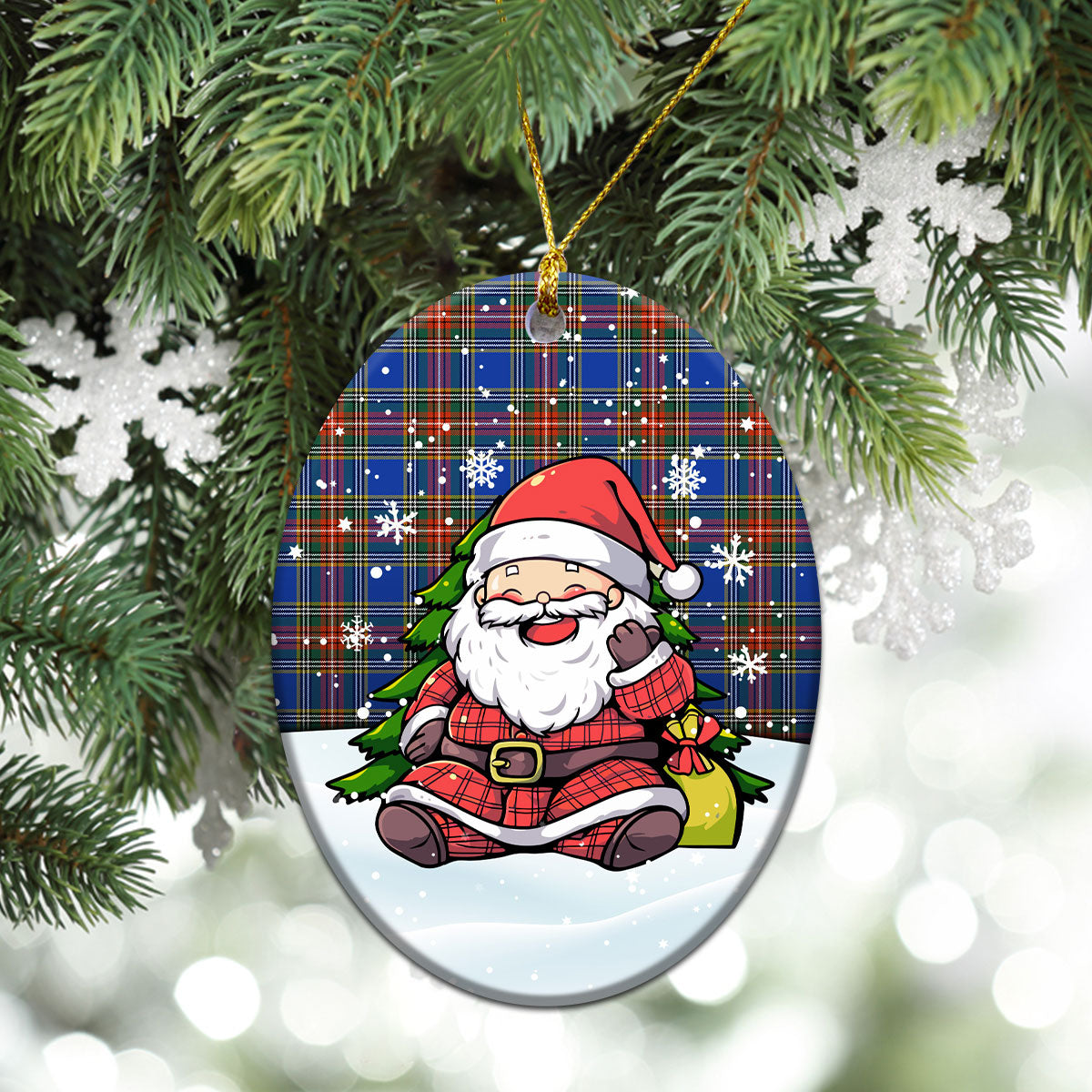 Beaton Ancient Tartan Christmas Ceramic Ornament - Scottish Santa Style