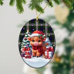 Blair Dress Tartan Christmas Ceramic Ornament - Highland Cow Winter Style