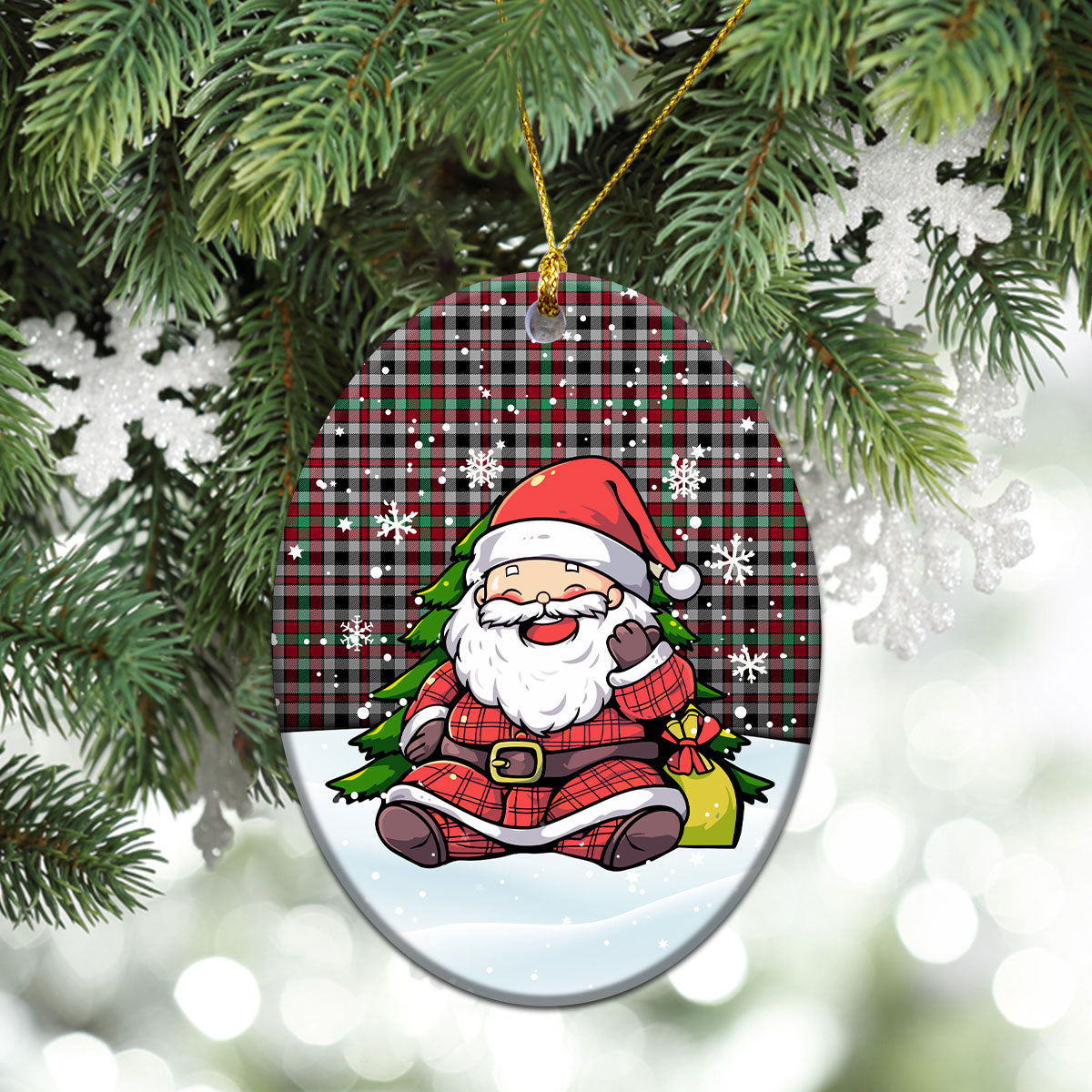 Borthwick Ancient Tartan Christmas Ceramic Ornament - Scottish Santa Style