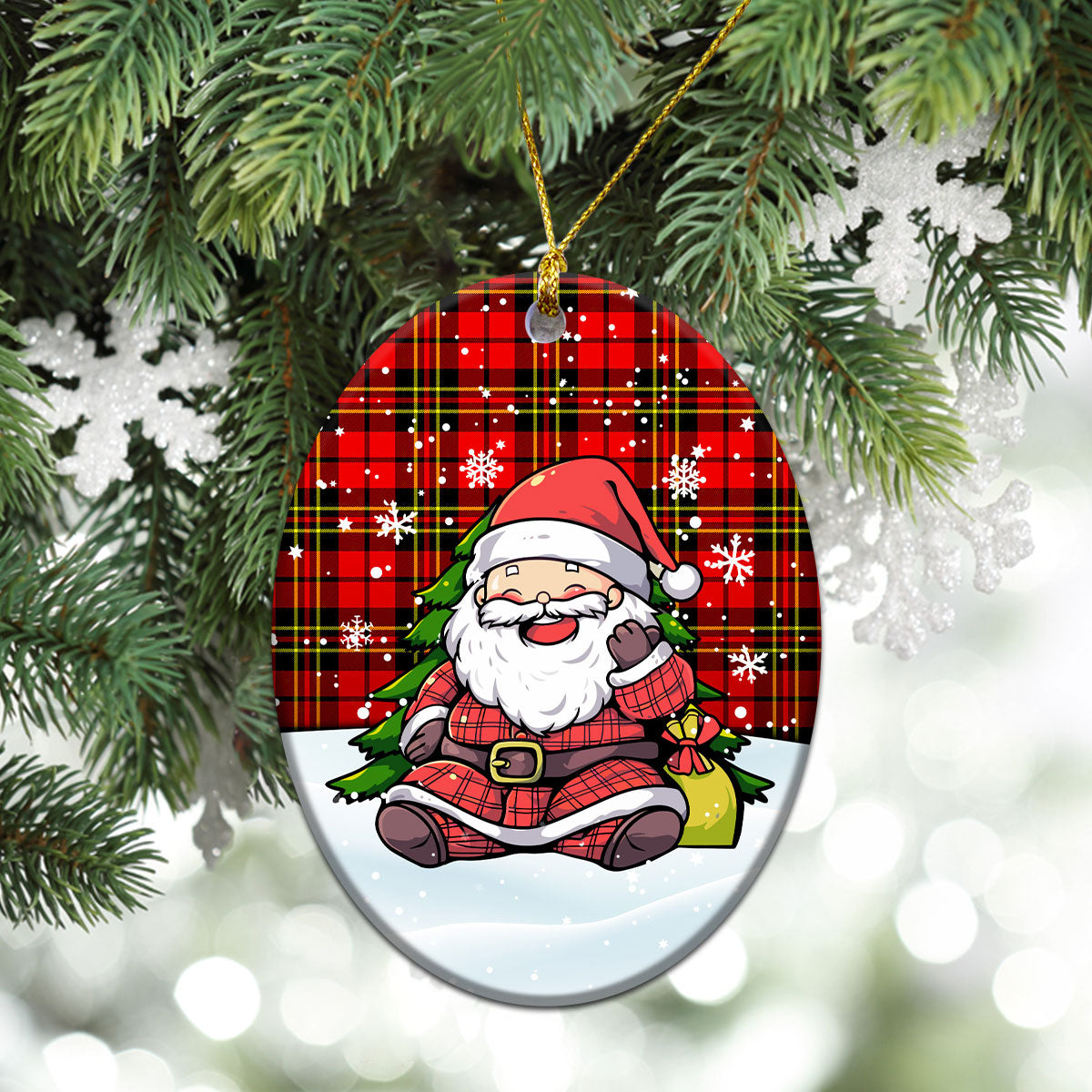 Brodie Modern Tartan Christmas Ceramic Ornament - Scottish Santa Style