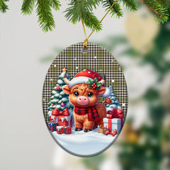 Burns Check Tartan Christmas Ceramic Ornament - Highland Cow Winter Style