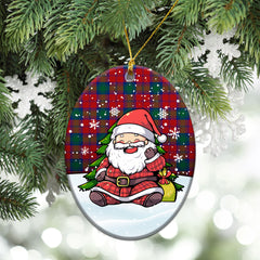 Byres Tartan Christmas Ceramic Ornament - Scottish Santa Style