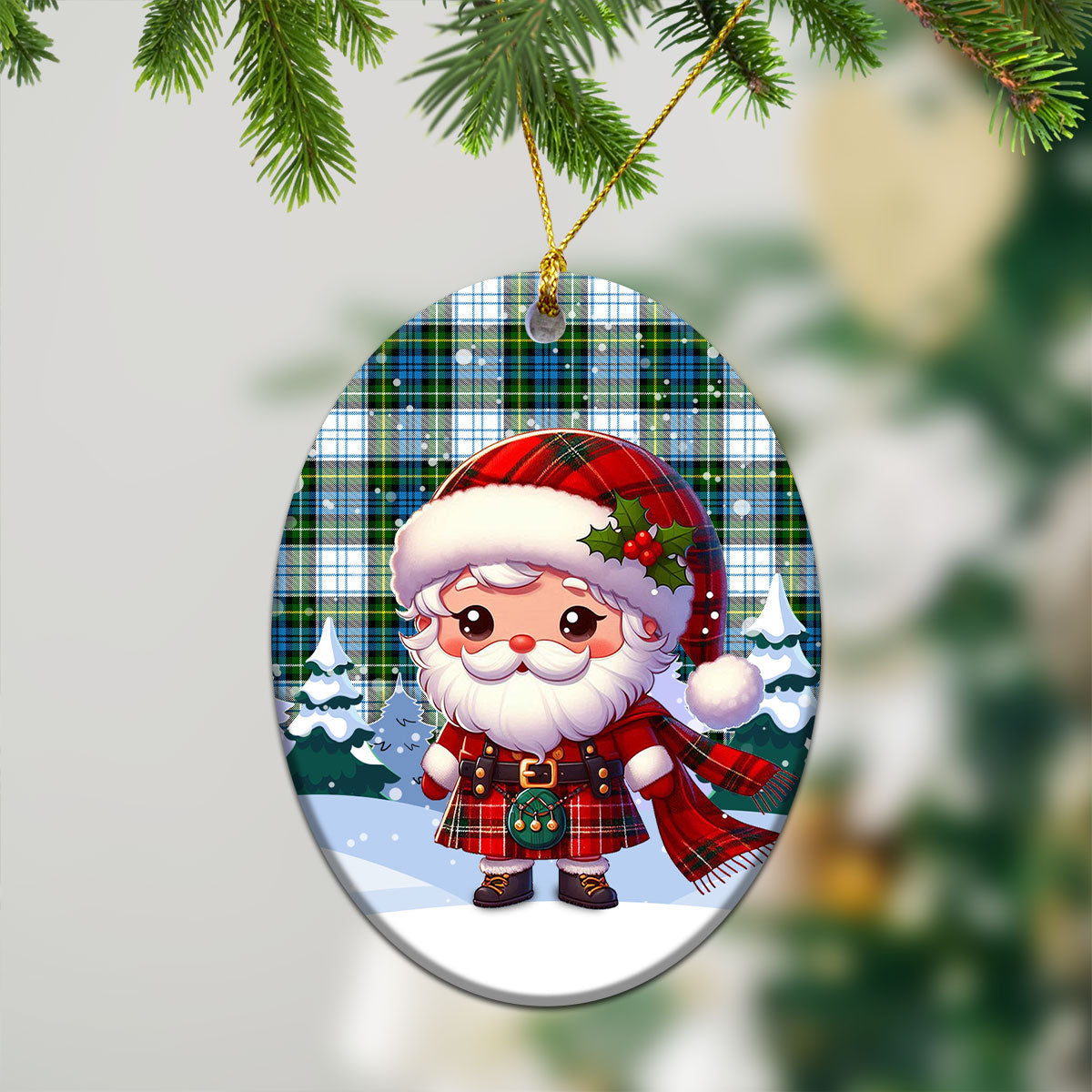 Campbell Dress Tartan Christmas Ceramic Ornament - Santa Claus In Kilt Style