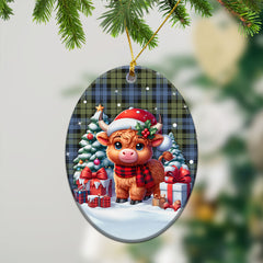 Campbell Faded Tartan Christmas Ceramic Ornament - Highland Cow Winter Style