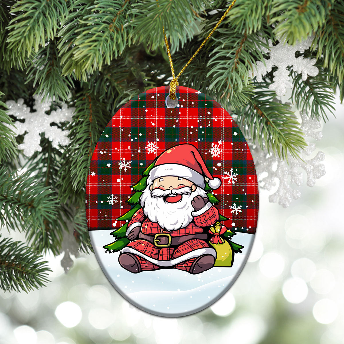 Chisholm Modern Tartan Christmas Ceramic Ornament - Scottish Santa Style