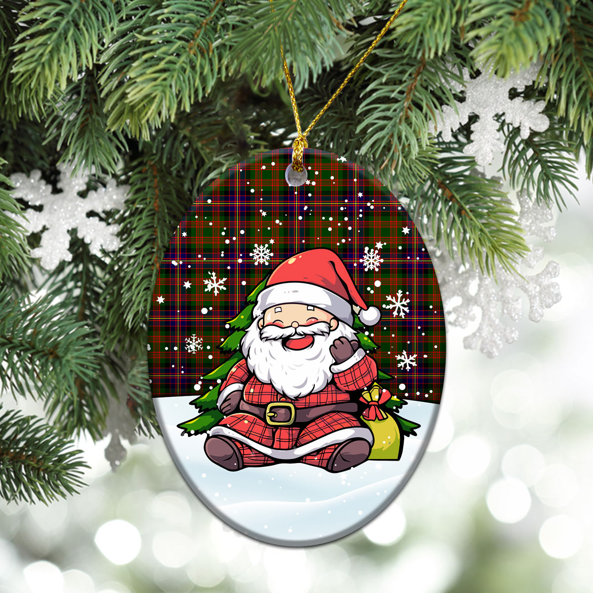 Cochrane Modern Tartan Christmas Ceramic Ornament - Scottish Santa Style