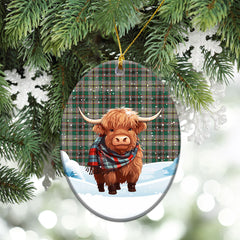 Craig Ancient Tartan Christmas Ceramic Ornament - Highland Cows Snow Style