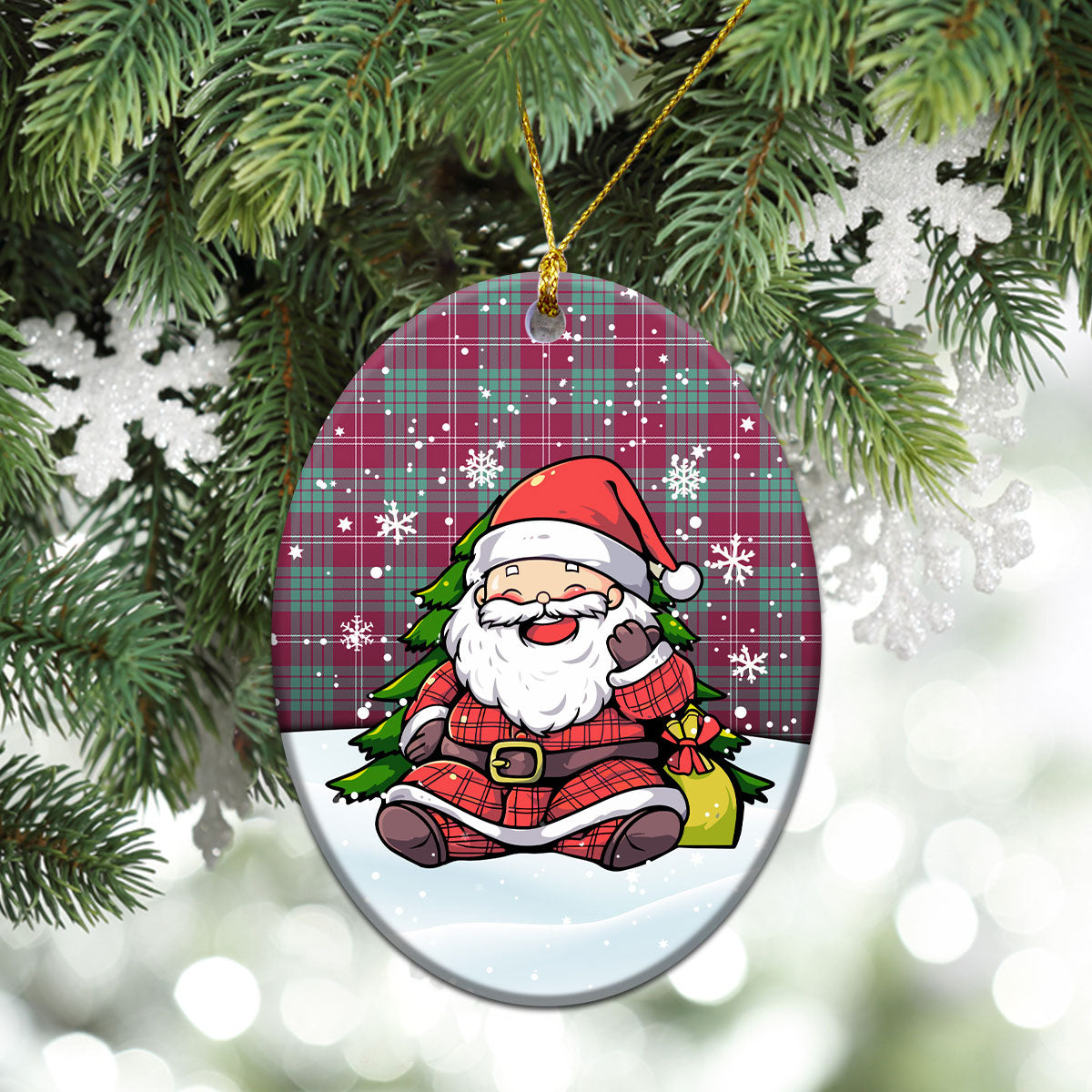 Crawford Ancient Tartan Christmas Ceramic Ornament - Scottish Santa Style