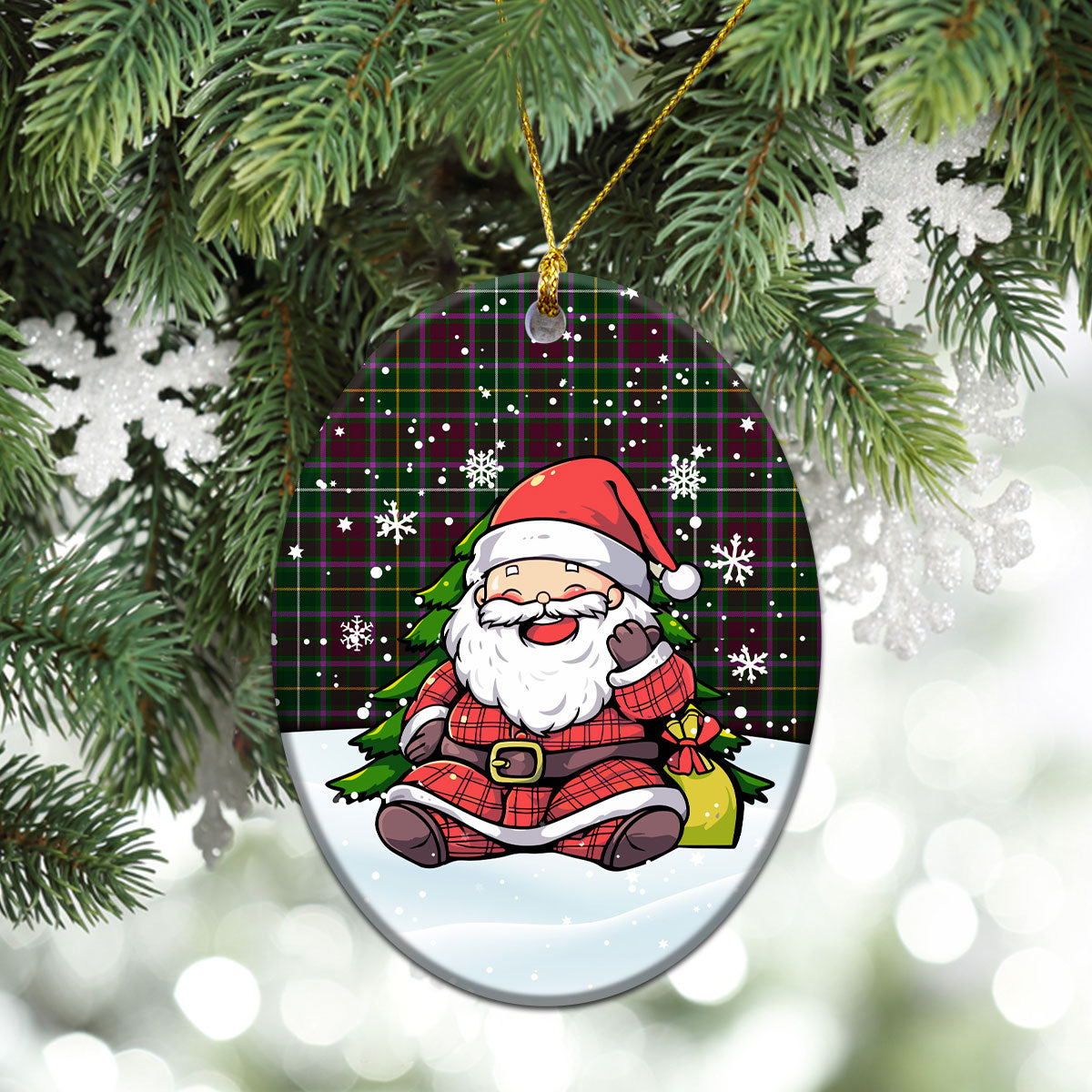 Crosbie Tartan Christmas Ceramic Ornament - Scottish Santa Style