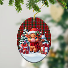 Dalzell Tartan Christmas Ceramic Ornament - Highland Cow Winter Style