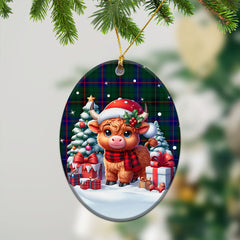 Davidson Modern Tartan Christmas Ceramic Ornament - Highland Cow Winter Style