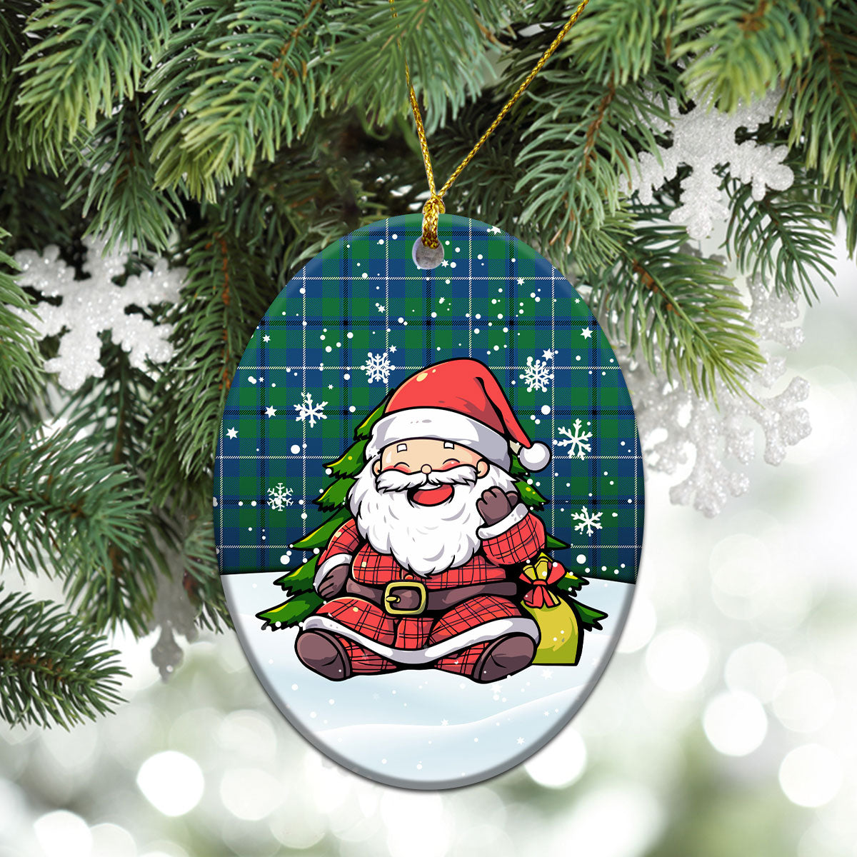 Douglas Ancient Tartan Christmas Ceramic Ornament - Scottish Santa Style