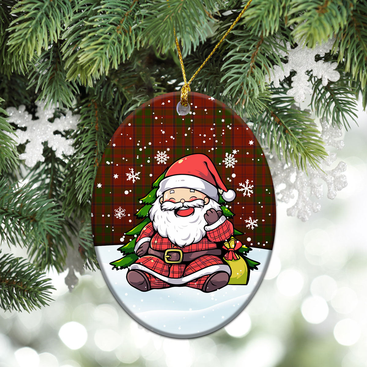 Drummond Clan Tartan Christmas Ceramic Ornament - Scottish Santa Style