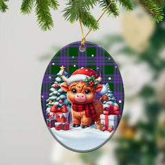 Elphinstone Tartan Christmas Ceramic Ornament - Highland Cow Winter Style