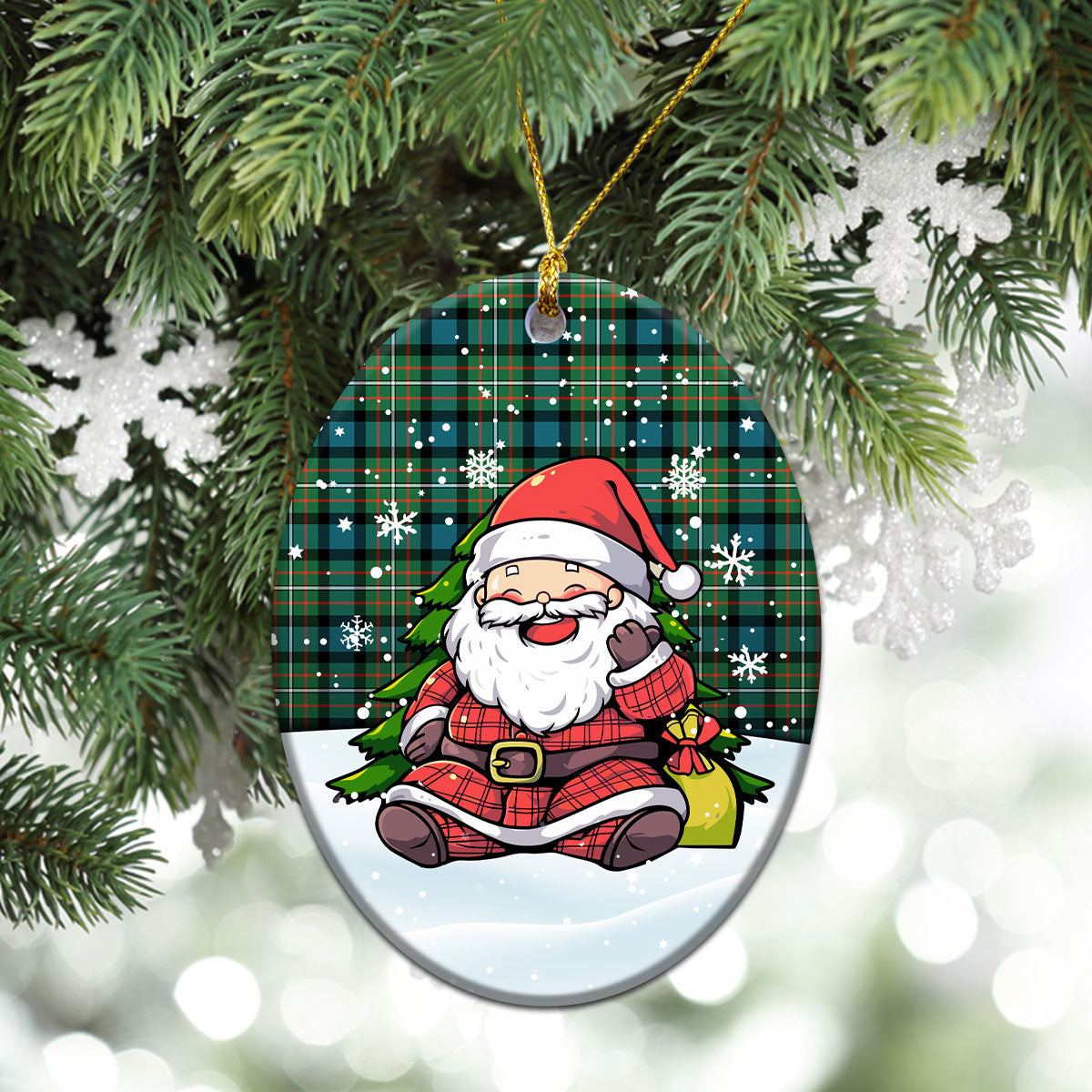 Ferguson Ancient Tartan Christmas Ceramic Ornament - Scottish Santa Style