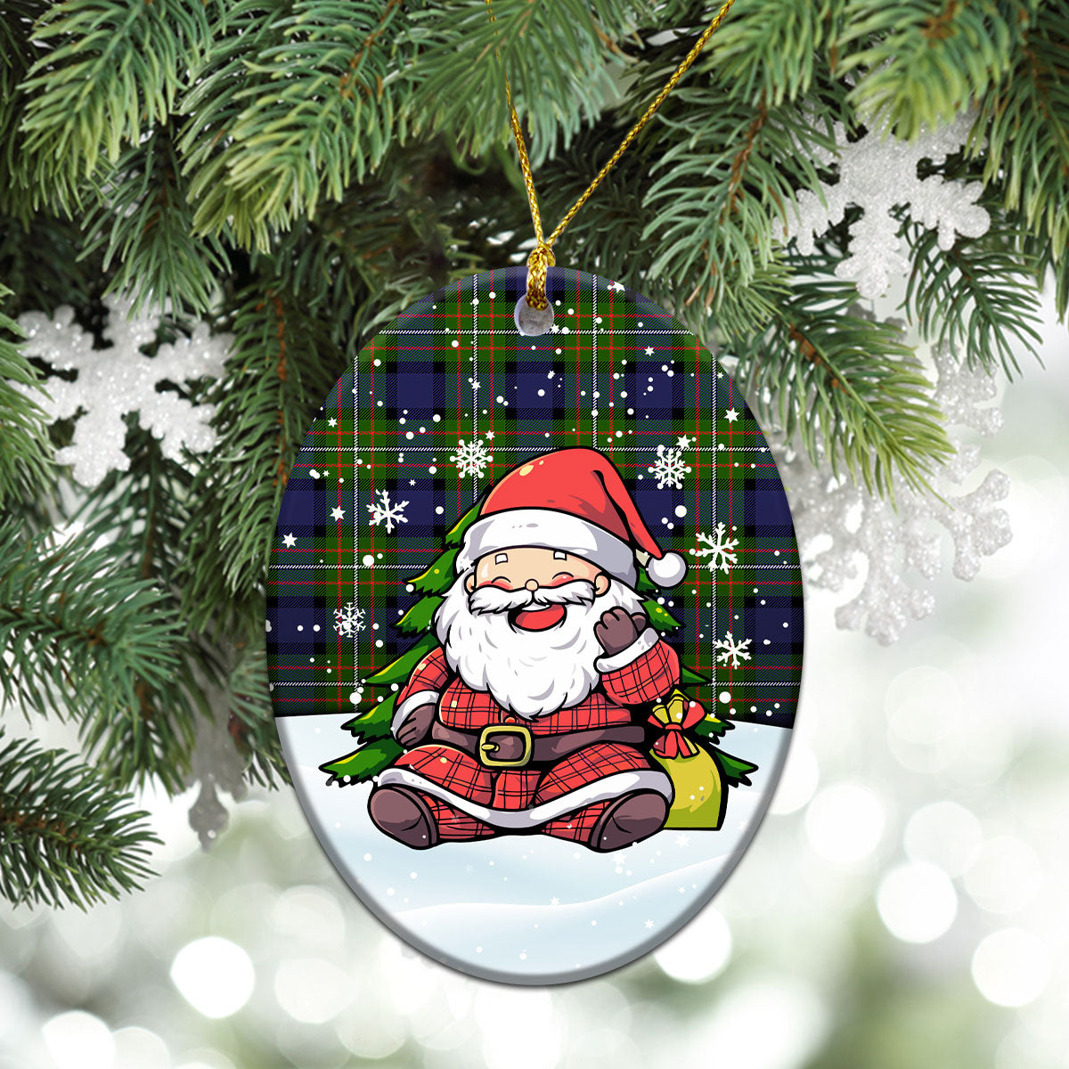 Ferguson Tartan Christmas Ceramic Ornament - Scottish Santa Style