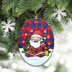 Galloway Red Tartan Christmas Ceramic Ornament - Scottish Santa Style