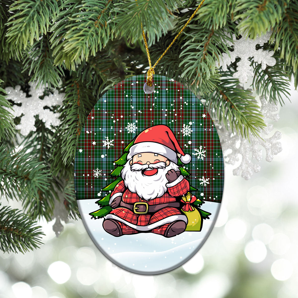 Gayre Tartan Christmas Ceramic Ornament - Scottish Santa Style