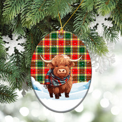 Gibson Tartan Christmas Ceramic Ornament - Highland Cows Snow Style