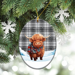 Glen Tartan Christmas Ceramic Ornament - Highland Cows Snow Style