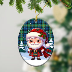 Gordon Ancient Tartan Christmas Ceramic Ornament - Santa Claus In Kilt Style