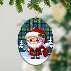 Gordon Old Ancient Tartan Christmas Ceramic Ornament - Santa Claus In Kilt Style