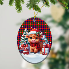 Gow (of Skeoch) Tartan Christmas Ceramic Ornament - Highland Cow Winter Style