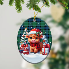 Graham of Menteith Ancient Tartan Christmas Ceramic Ornament - Highland Cow Winter Style