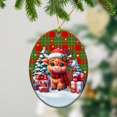 Grierson Tartan Christmas Ceramic Ornament - Highland Cow Winter Style