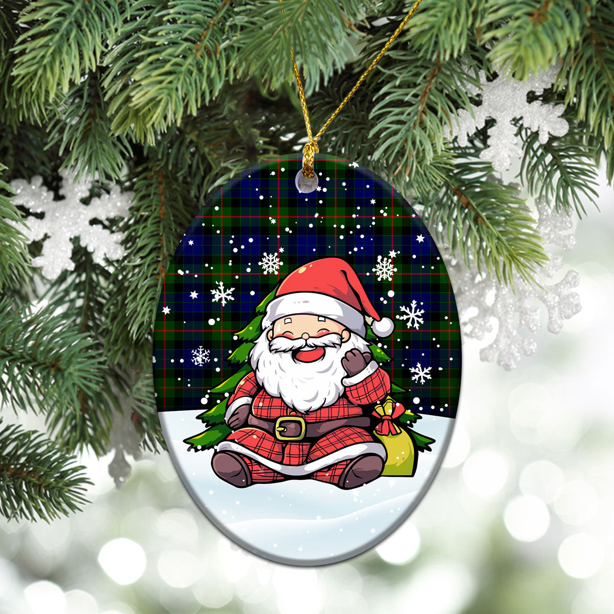 Gunn Modern Tartan Christmas Ceramic Ornament - Scottish Santa Style