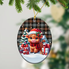 Gunn Weathered Tartan Christmas Ceramic Ornament - Highland Cow Winter Style