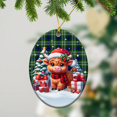 Haliburton Tartan Christmas Ceramic Ornament - Highland Cow Winter Style