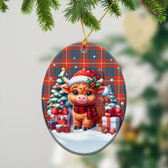 Hamilton Ancient Tartan Christmas Ceramic Ornament - Highland Cow Winter Style