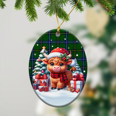 Henderson Modern Tartan Christmas Ceramic Ornament - Highland Cow Winter Style