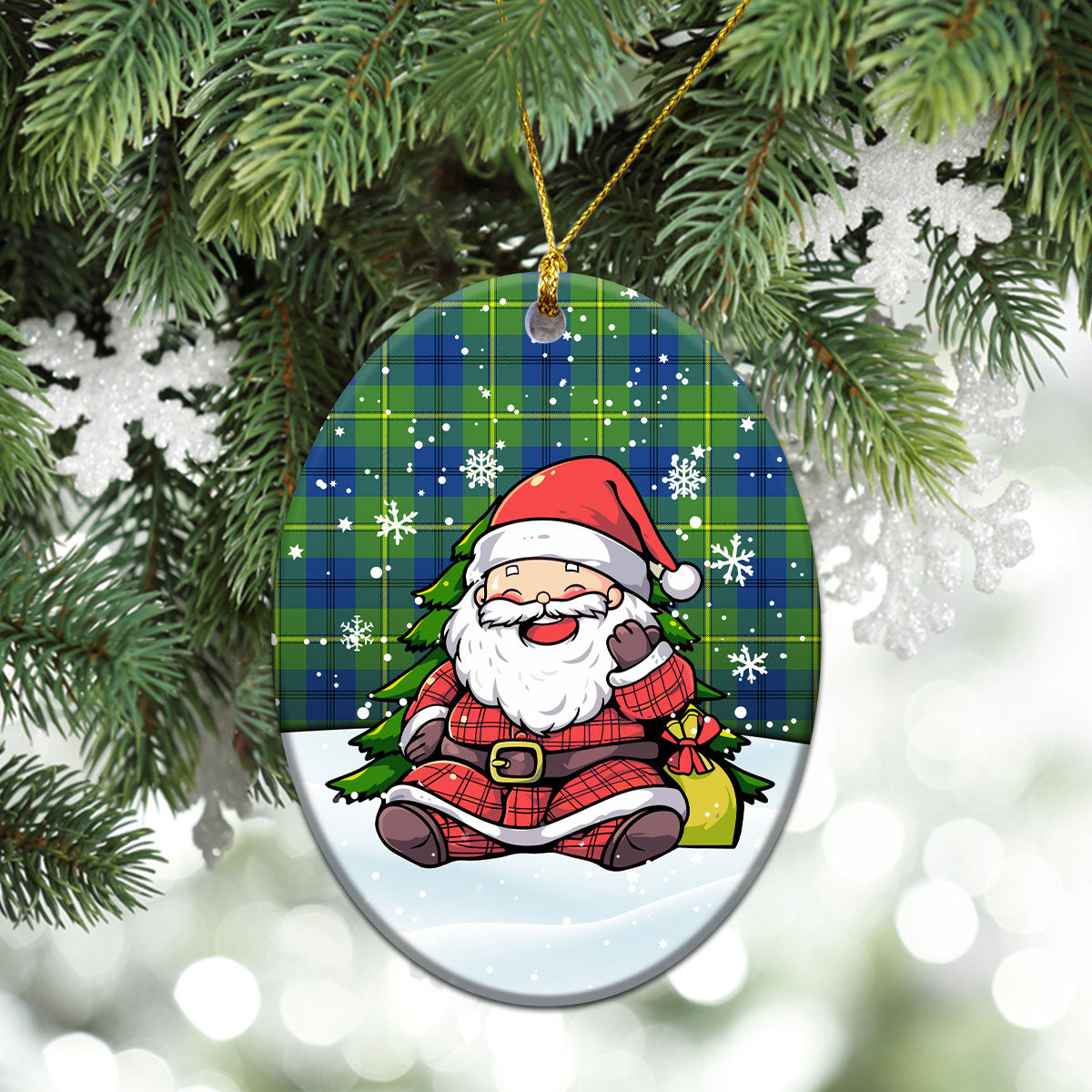 Johnson Ancient Tartan Christmas Ceramic Ornament - Scottish Santa Style