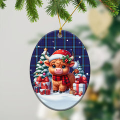 Kirkcaldy Tartan Christmas Ceramic Ornament - Highland Cow Winter Style