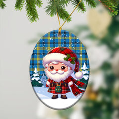 Laing Tartan Christmas Ceramic Ornament - Santa Claus In Kilt Style