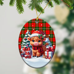 Lennox Tartan Christmas Ceramic Ornament - Highland Cow Winter Style