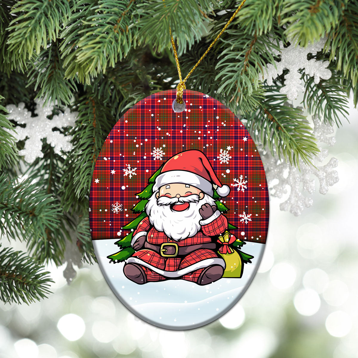 Lumsden Modern Tartan Christmas Ceramic Ornament - Scottish Santa Style