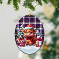 MacDonald Dress Modern Tartan Christmas Ceramic Ornament - Highland Cow Winter Style