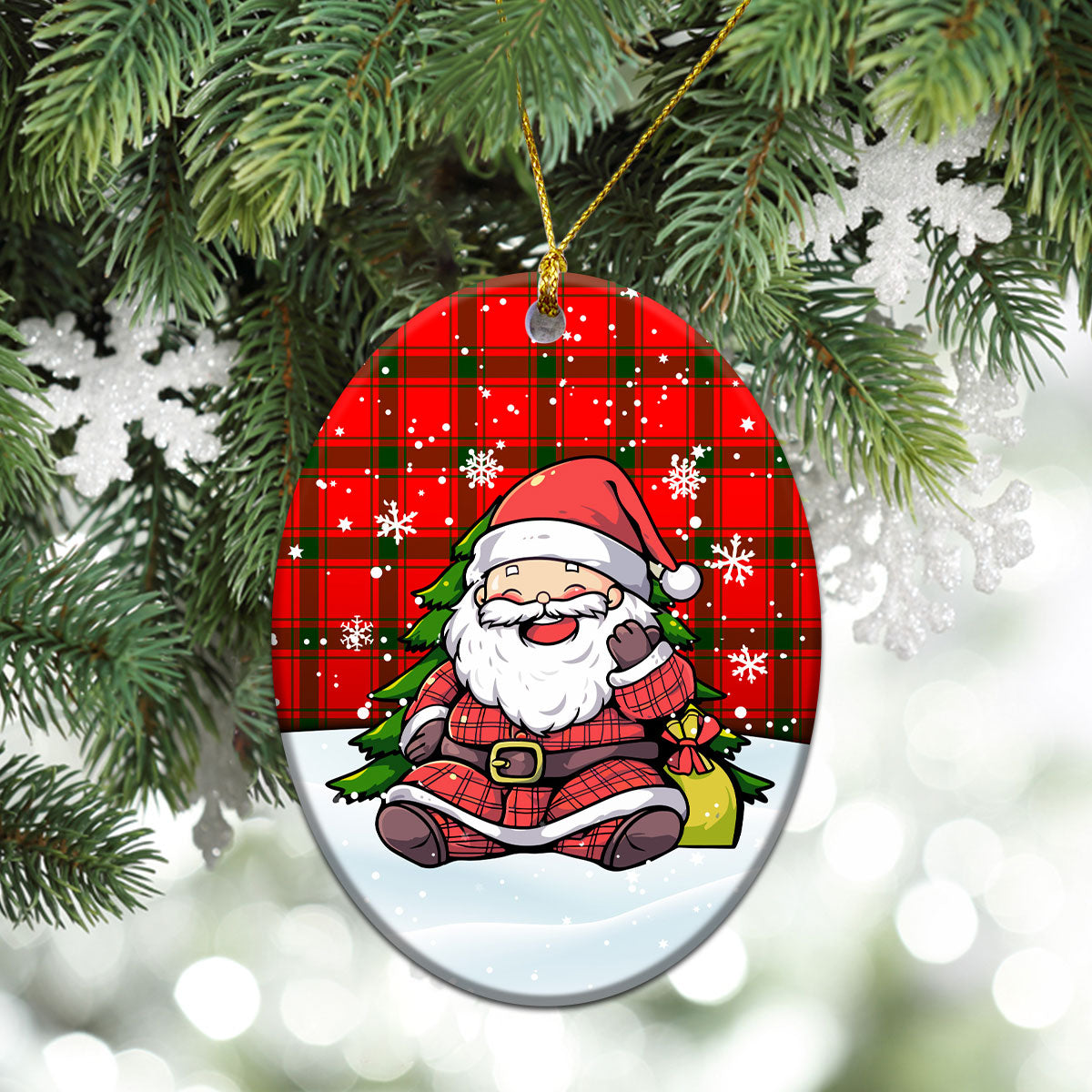 MacDonald of Sleat Tartan Christmas Ceramic Ornament - Scottish Santa Style