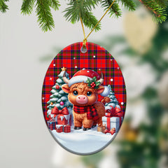 MacGillivray Modern Tartan Christmas Ceramic Ornament - Highland Cow Winter Style