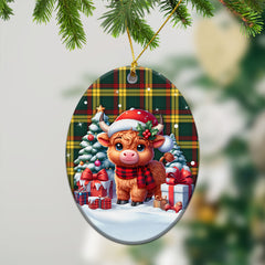 MacMillan Old Modern Tartan Christmas Ceramic Ornament - Highland Cow Winter Style