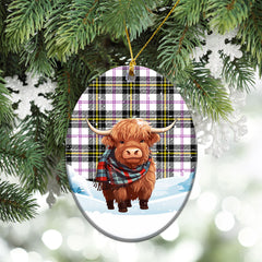 MacPherson Dress Modern Tartan Christmas Ceramic Ornament - Highland Cows Snow Style