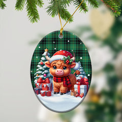 McArthur Ancient Tartan Christmas Ceramic Ornament - Highland Cow Winter Style