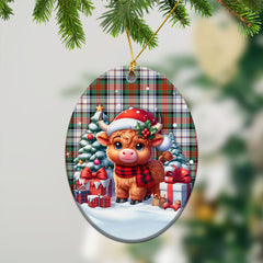 McDuff Dress Ancient Tartan Christmas Ceramic Ornament - Highland Cow Winter Style